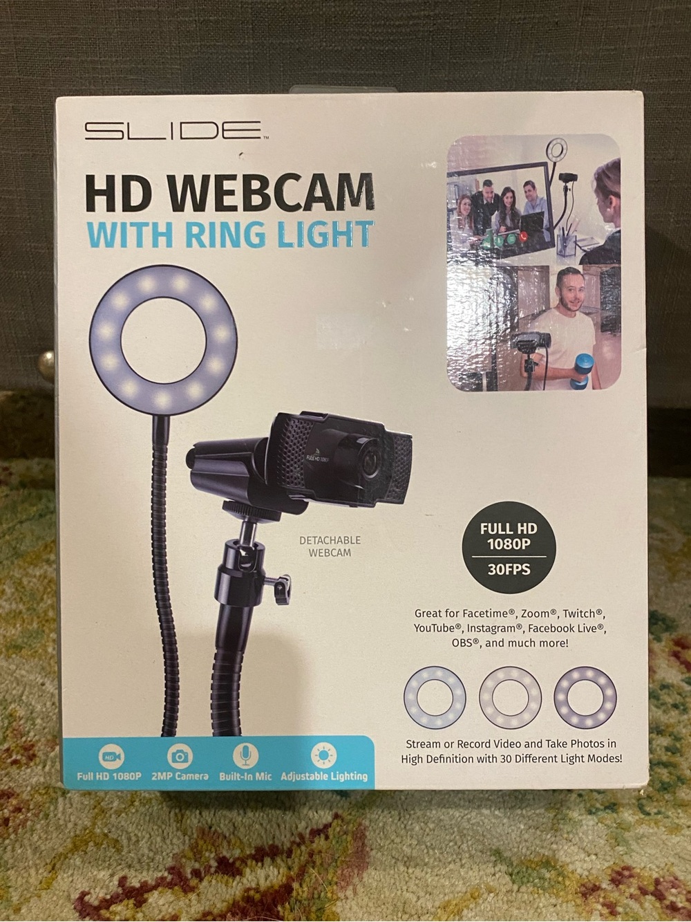 SLIDE HD Webcam with Ring Light - Black